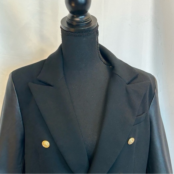 GENERATION Love black leather sleeve Enzo blazer Sz L NWT - Picture 3 of 14